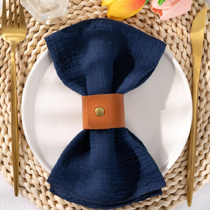 Navy Blue Cloth Napkins Set of 6 Spring Easter Napkins Cloth Washable Decorative Cotton Napkins 16.5X 16.5 Inches for Wedding Baby Shower Bridal Shower Dinner Tea Party Decorations