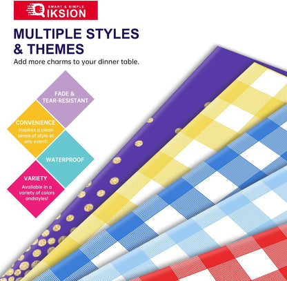 Black round Tablecloth 2 Pack, 84 Inch Plastic Table Cover Disposable for Parties