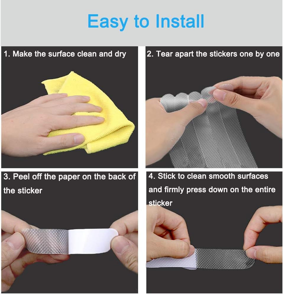 20 Pack Non Slip Bath Tub Stickers Strips, anti Slip Shower Treads, Bath Safety Stickers Tape, Slip Resistant Decals for Tub Pools Floor Bathrooms Stairs to Prevent Slippery