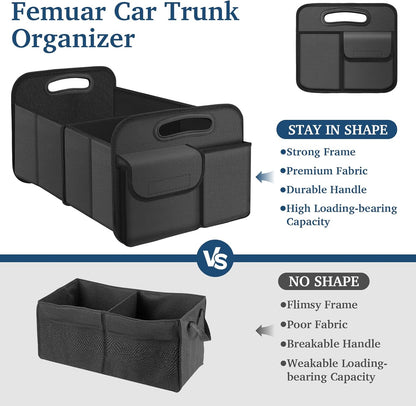 Car Trunk Organizer, Car Storage Organizer with Large Capacity Waterproof Collapsible Trunk Organizer for Car Suv/Jeep/Sedan (Grey, Standard)