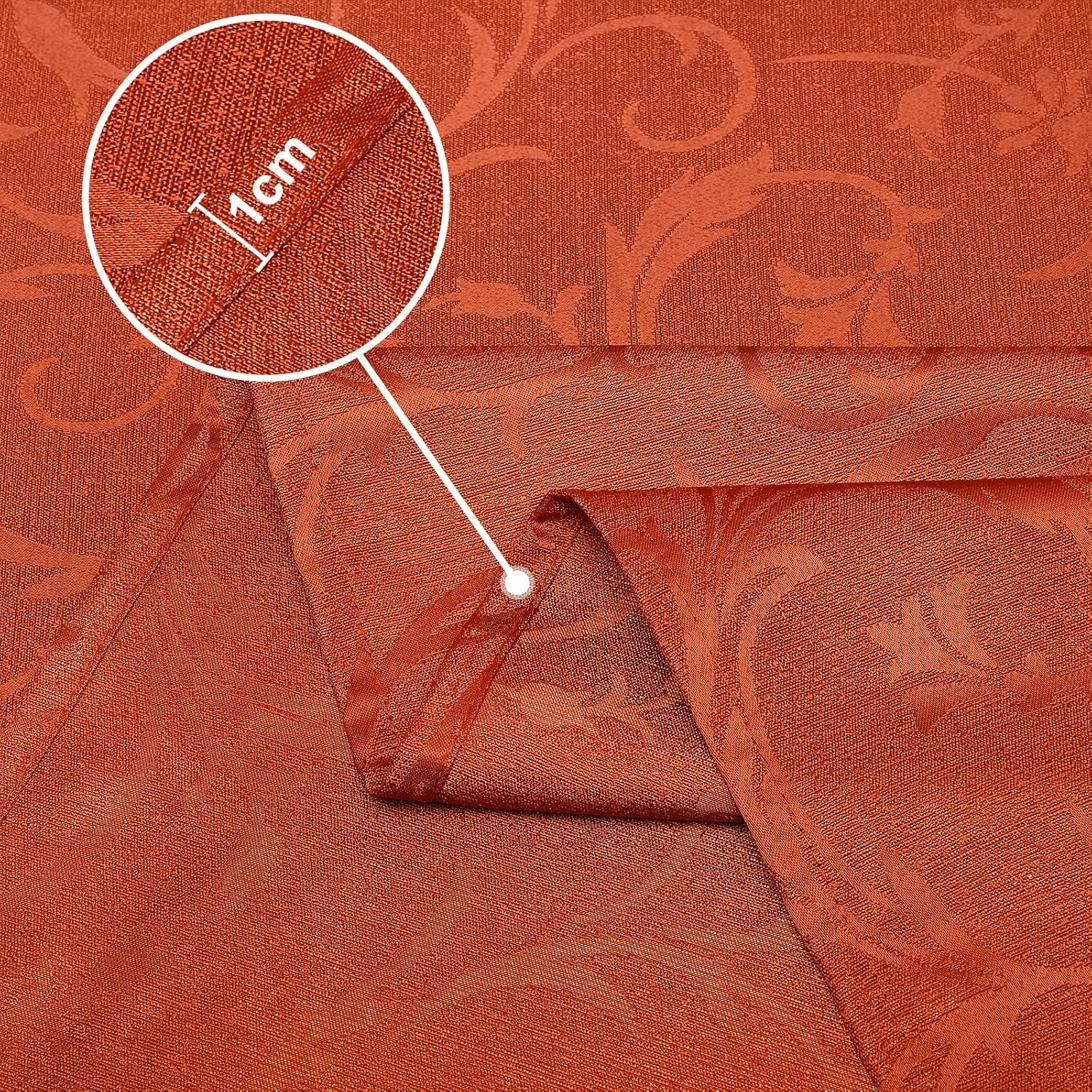 Rectangle Thanksgiving Tablecloth, Waterproof Jacquard Fall Table Cloth, Damask Cloth Table Cover for Harvest Decor (60" X 84", Rust Vine Pattern)