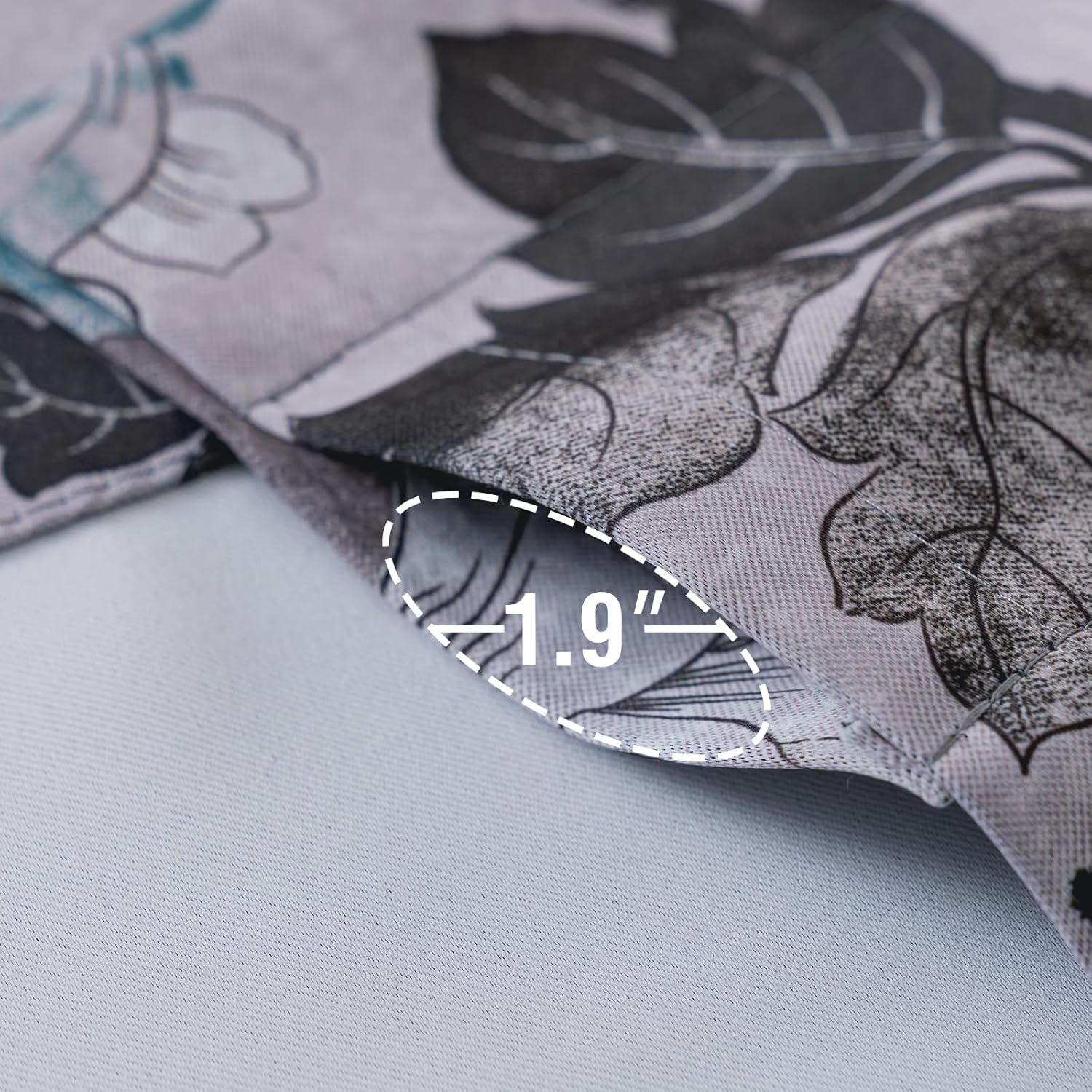 Blackout Curtain Valances for Kitchen Window/Living Room/Bathroom Privacy Added Rod Pocket Home Decoration Winow Valance, 52" W X 18" L, Floral in Grey and Teal