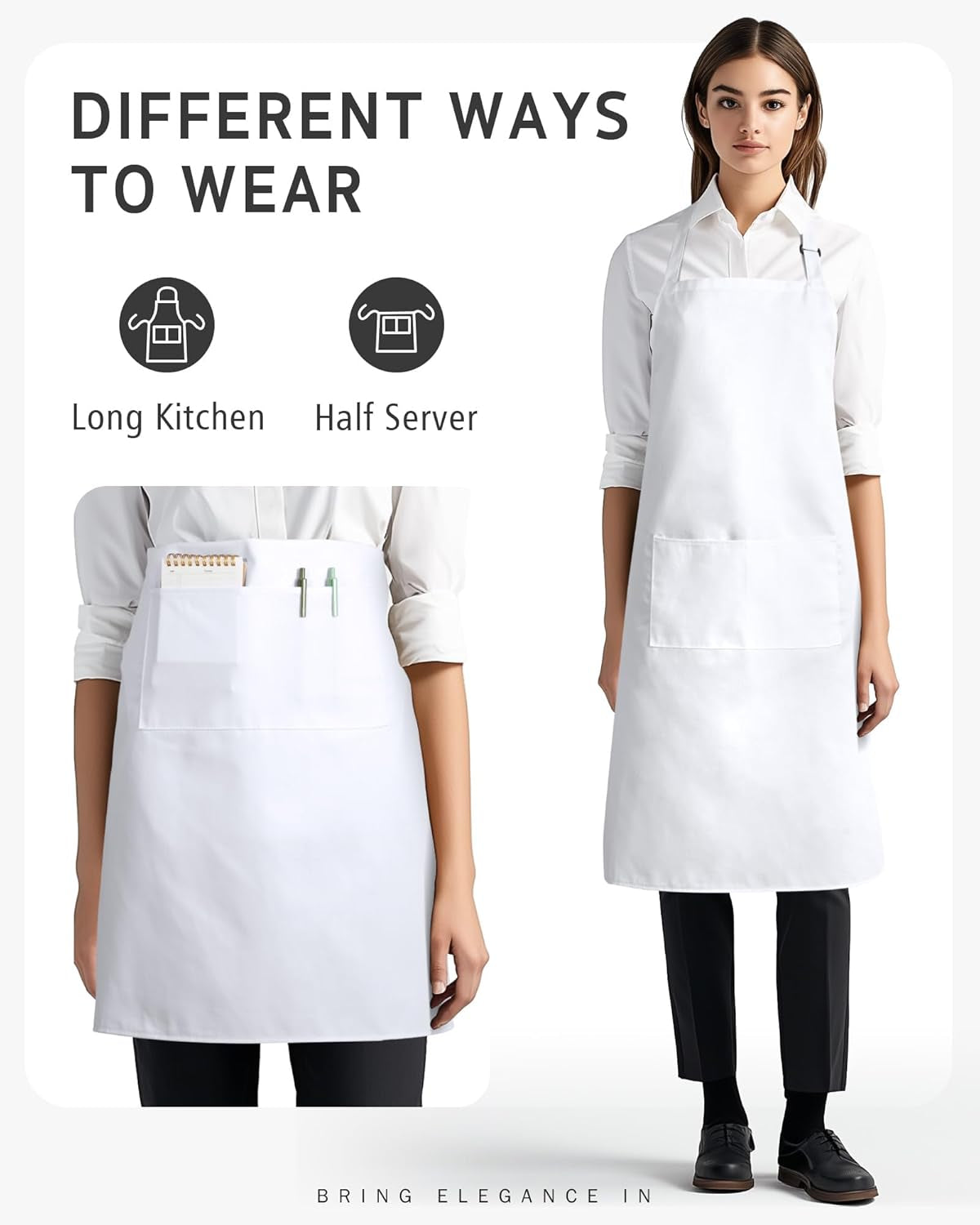 Chef Apron for Men Women Kitchen Cooking Apron with Pockets, Adjustable Bib Aprons Stain Resistant, 1 Pack