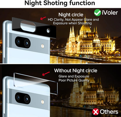 Screen Protector for Google Pixel 7A Tempered Glass Film [2 Pack] with [2 Pack] Camera Lens Protector Tempered Glass with [Alignment Frame] Transparent HD Clear Anti-Scratch, 6.1 Inch