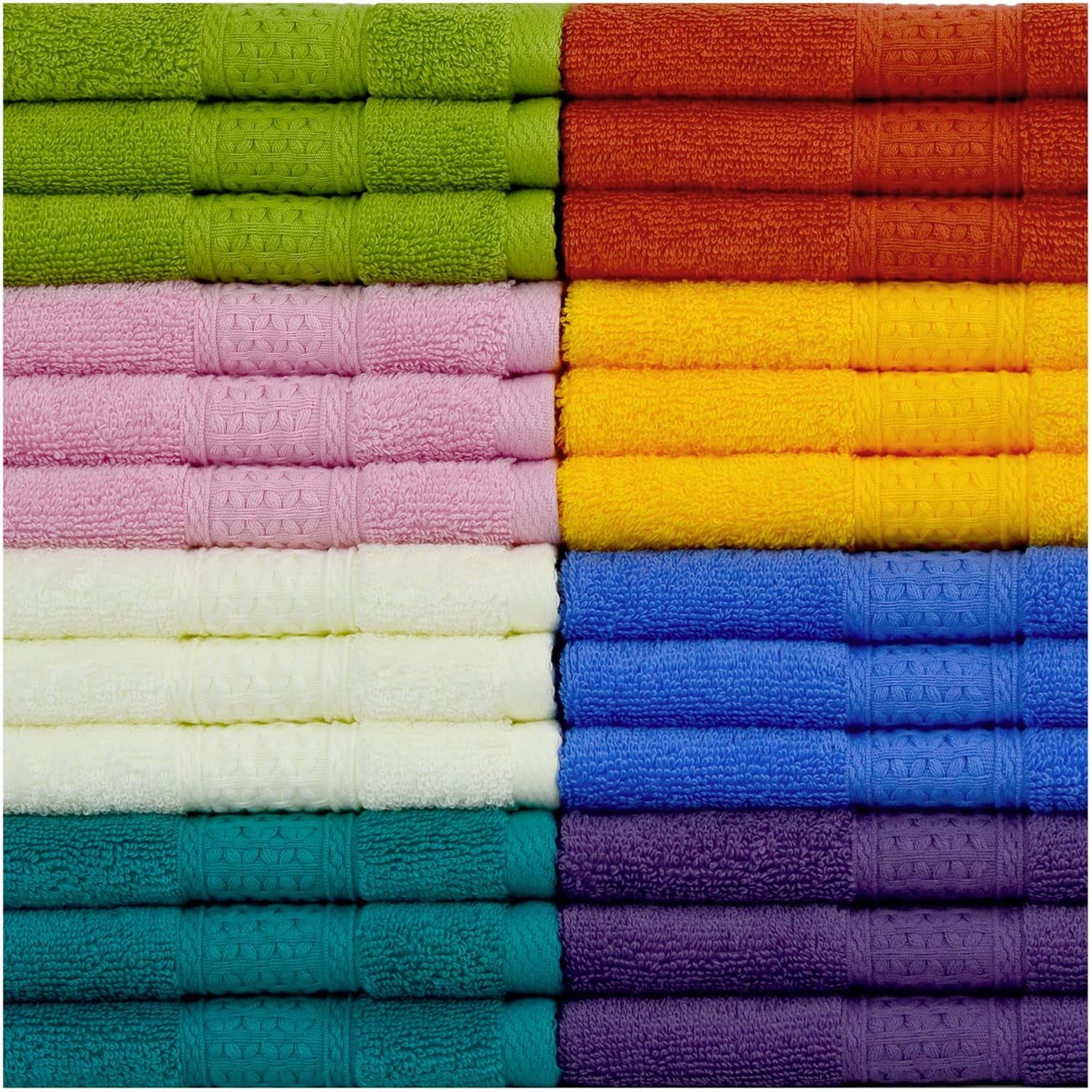 Wash Cloths for Your Body 24-Pack Washcloths Soft Cotton Face Cloths, Large Shower Wash Cloth Set (8 Colors 13” X 13”) 100% Cotton Small Towels for Bathrooms and Guestroom