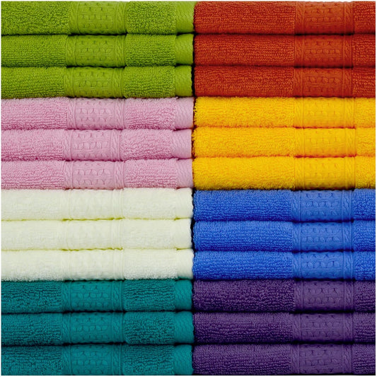Wash Cloths for Your Body 24-Pack Washcloths Soft Cotton Face Cloths, Large Shower Wash Cloth Set (8 Colors 13” X 13”) 100% Cotton Small Towels for Bathrooms and Guestroom