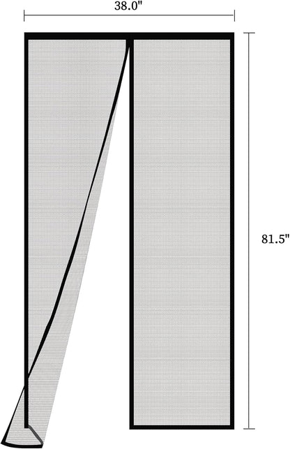 Magnetic Screen Door - 38.0 X 81.5'' Retractable Screen Door Mesh for Front Door or Sliding Door, Pet & Kid Friendly, Hands-Free Closure Keeps Bugs Out & Lets Breeze In, Black