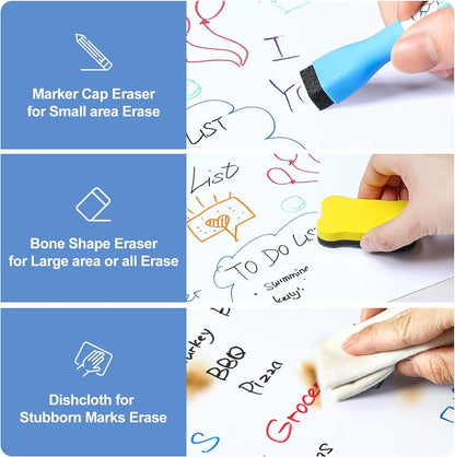 2 PCS Magnetic Dry Erase Whiteboard for Fridge, 14"X11" Reuasble & Erasable White Board Sheet for Refrigerator, Freezer - Smooth & Flexible Magnet Blank Notepad for Home, Kitchen Organizer and Planner