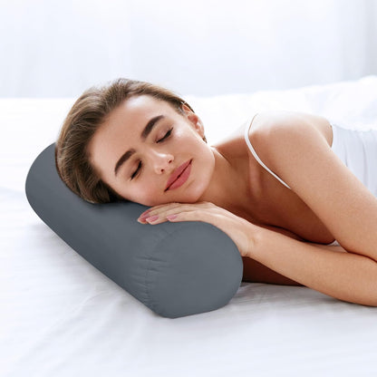 Bolster Pillows Insert (Pack of 2, Grey) - 6 X 16 Inches Bed and Couch Pillows - Indoor Decorative Pillows