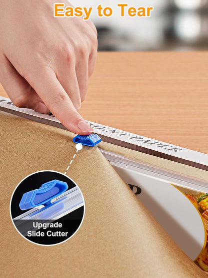 Parchment Paper Roll for Baking, 15 in X 108 Ft, 135 Sq.Ft, Non-Stick Unbleached Parchment Paper, Oven Baking Paper with Slide Cutter, for Kitchen Baking Cooking Grilling Steaming