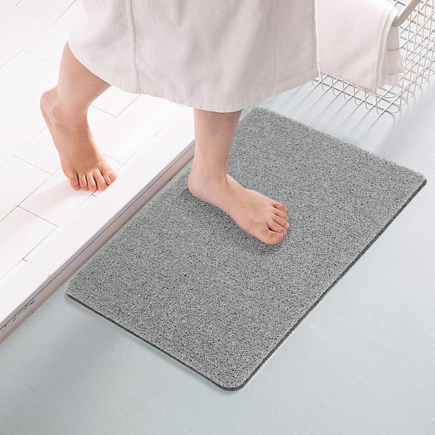 Bathtub Mat Non Slip, Bath Mat for Tub, Shower Mats for inside Shower, 17X24 Inch, PVC Loofah Bathroom Mats for Wet Areas, Quick Drying, Grey