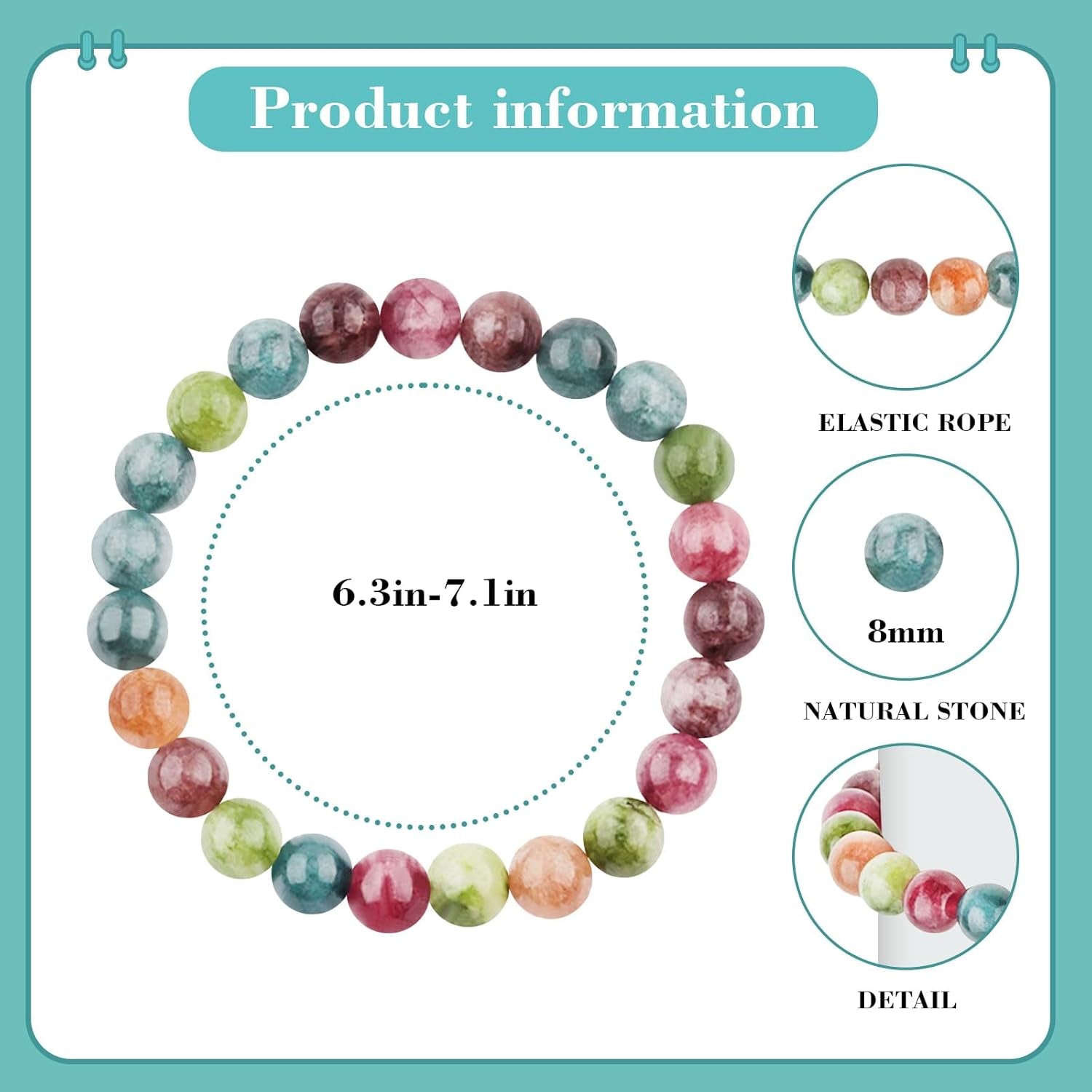 Mother'S Day Handmade Bracelet, Handmade Natural Gemstone Jewelry, Natural Healing Bracelets, Jade Bracelet for Women, Gemstone Beaded Stretch Bracelet 8Mm Stone Bracelet (Blue Dot Stone)