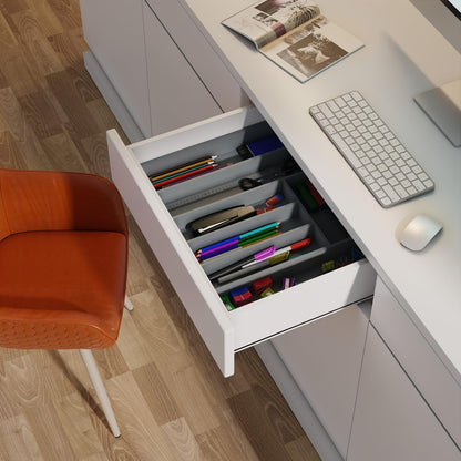 Expandable Bamboo Utensil Drawer Organizer, Silverware Organizer for Cutlery, Utensils, Flatware Holder (6-8 Slots, Grey) Pack of 1