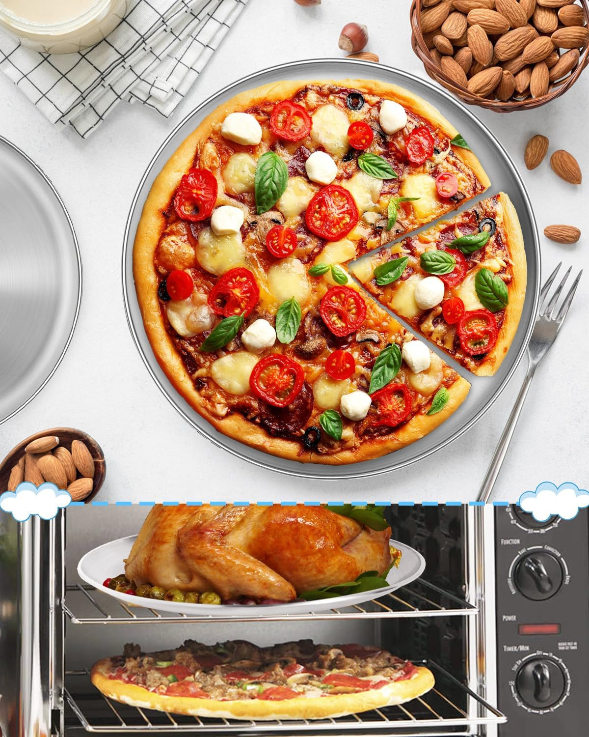 10-Inch Stainless Steel Plates Set, Non-Toxic Unbreakable Metal Dishes Plates for Kids Toddlers, Lightweight Camping Food Tray, Dishwasher & Oven Safe (Silver - Flat, 10" round - 6 Packs)