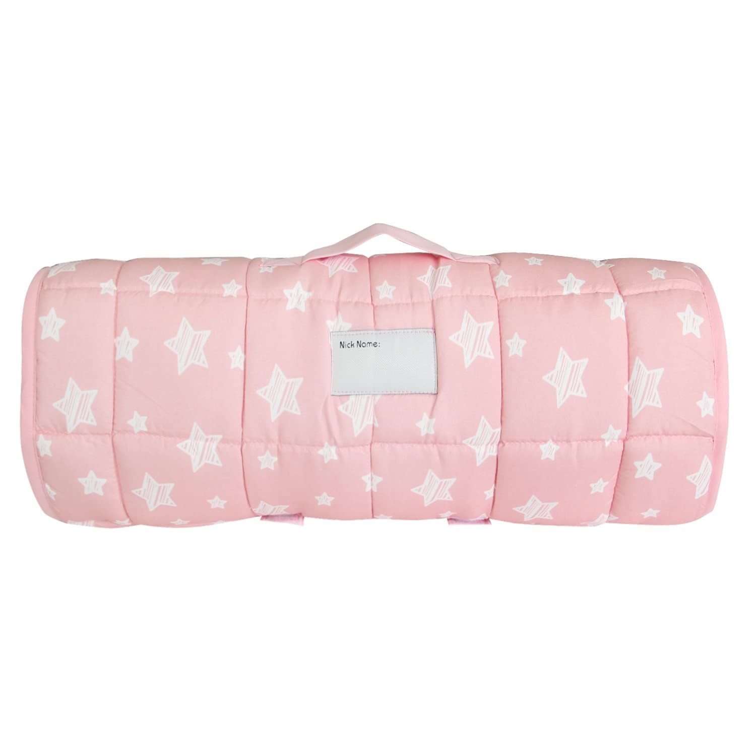Toddler Nap Mat 2 Pack, Nap Mat for Kids Preschool, Daycare and Fleece Minky Blanket, Lightweight, Soft, Gray and Pink