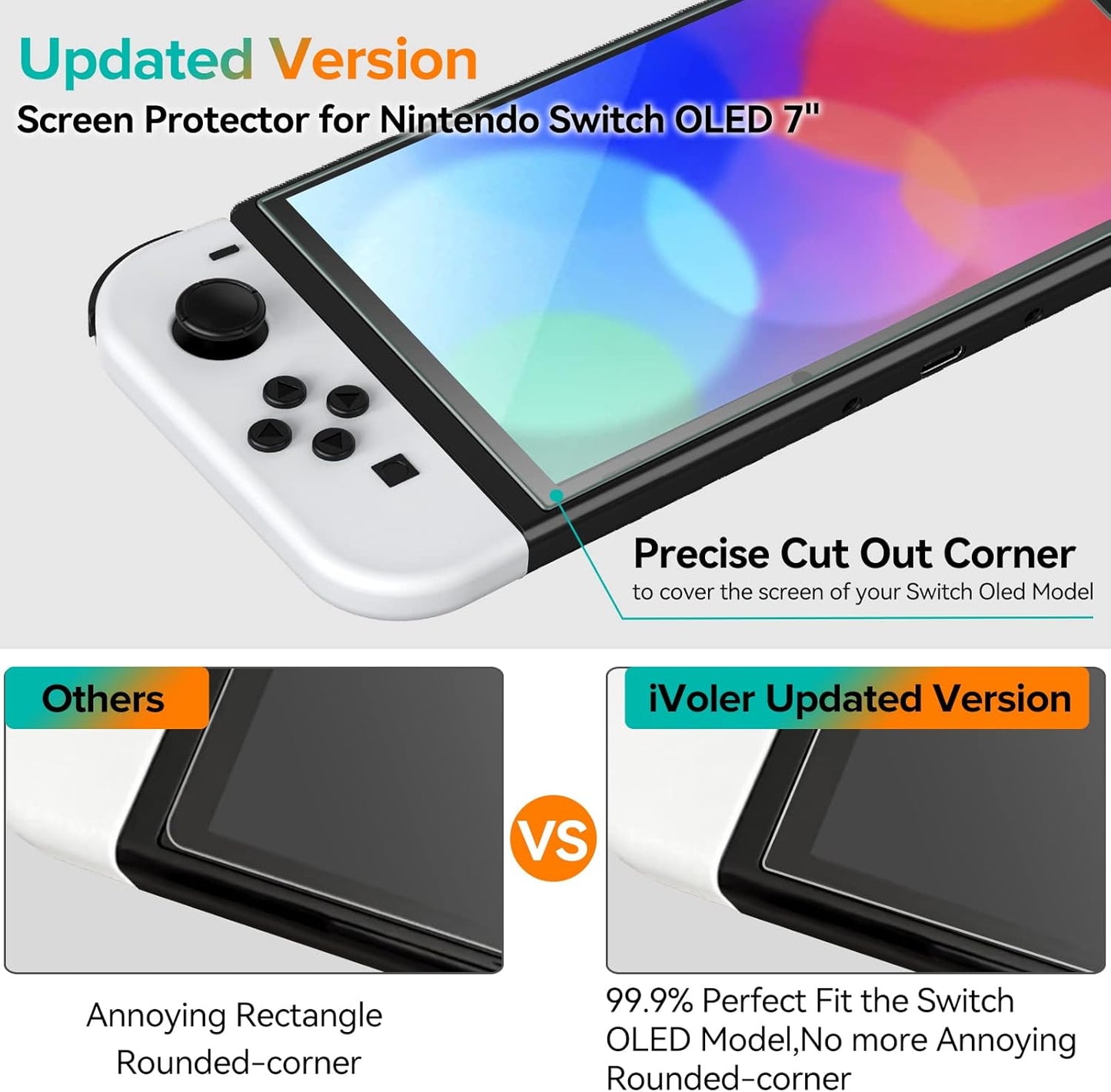 4-Pack Tempered Glass Screen Protector Designed for Nintendo Switch OLED Model 2021&2023 with [Alignment Frame] Transparent HD Clear[Updated Version] Screen Protector for Switch OLED 7''