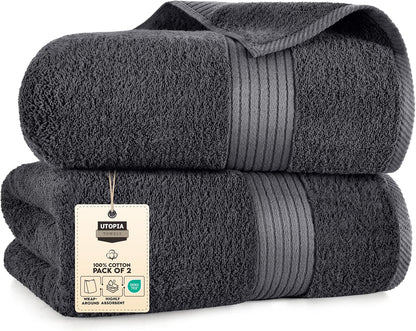 Extra Large Bath Sheets 2 Pack, 35 by 70 Inches,100% Cotton Highly Absorbent & Quick Dry Bath Towel for Adults, Super Soft Towel, Grey
