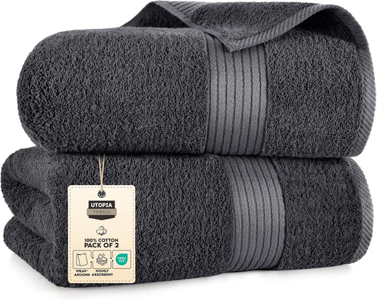 Extra Large Bath Sheets 2 Pack, 35 by 70 Inches,100% Cotton Highly Absorbent & Quick Dry Bath Towel for Adults, Super Soft Towel, Grey