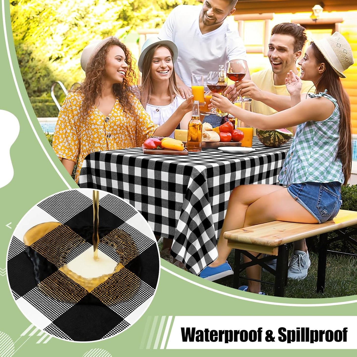 4 Packs Buffalo Disposable Table Cloth, 54 X 108 Inch Waterproof Plastic Tablecloth, Rectangle Black and White Checkered Table Covers for Picnic, Birthday, Party