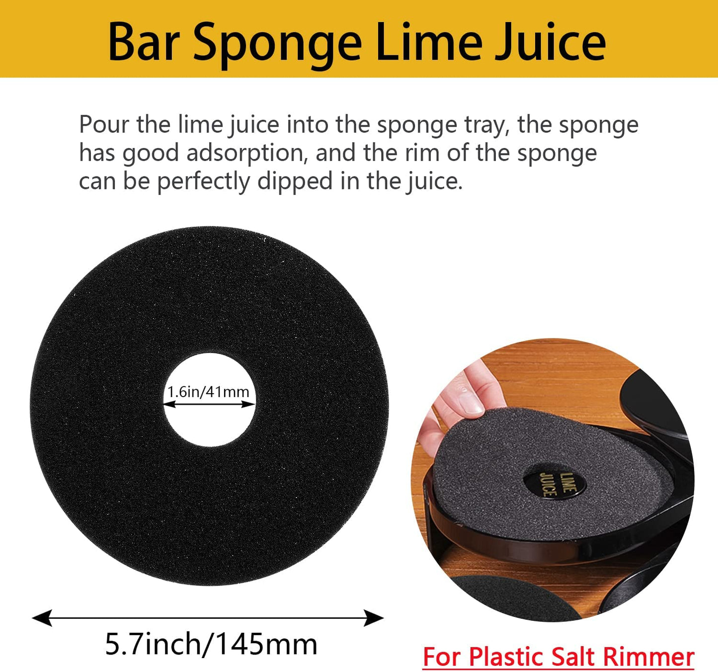 2Pcs Bar Salt Rimmer Sponges Black Replacement Sponge for Glass Rimmer, Margarita Salter, Lime Juice