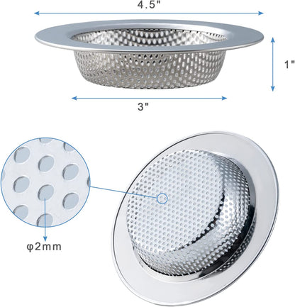 2-Pack Upgraded Double-Layer Kitchen Sink Strainer, Compatible with Most Drain Baskets (Outer Diameter 4.5 Inches)