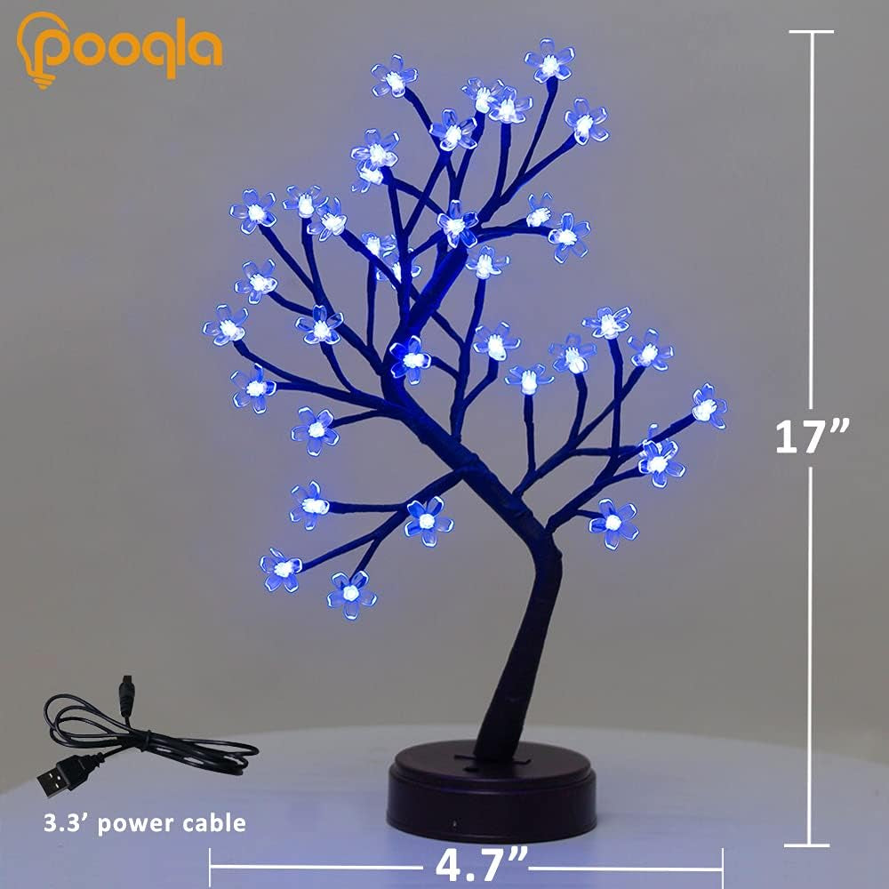 RGB Cherry Blossom Tree Light with Remote 16 Color-Changing LED Artificial Flower Bonsai Tree, Pink Table Top Lamp Home Lit Tree Valentine'S Day Christmas Decoration 36 LED, Brown Branch