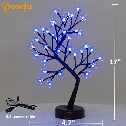 RGB Cherry Blossom Tree Light with Remote 16 Color-Changing LED Artificial Flower Bonsai Tree, Pink Table Top Lamp Home Lit Tree Valentine'S Day Christmas Decoration 36 LED, Brown Branch