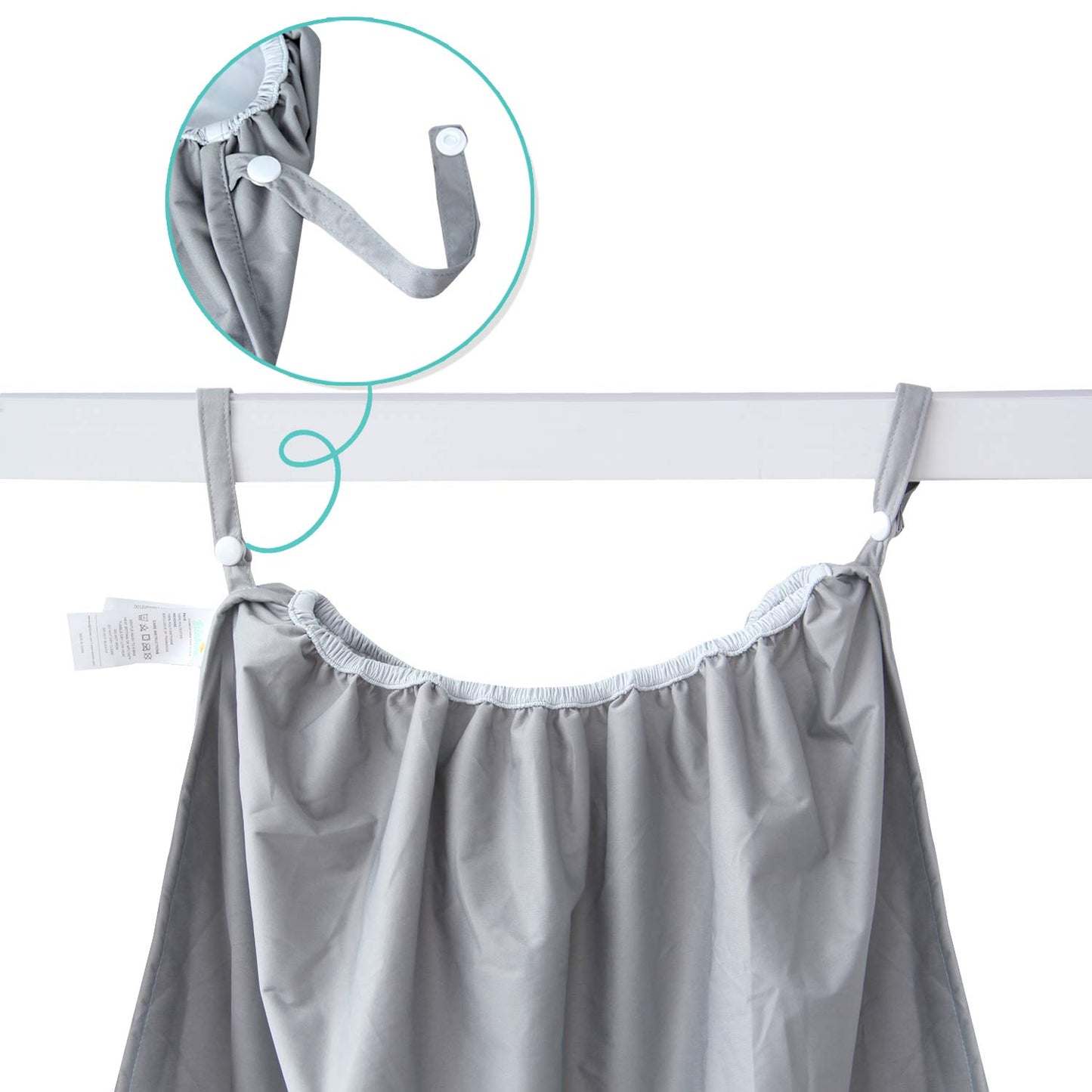 Reusable Diaper Pail Liner Bags 2 Pack for Ubbi Diaper Pail, Waterproof Larger Capacity & Washable Wet Bag for Dirty Diapers, Cloth Diaper, Laundry and Kitchen Garbage, Grey & White