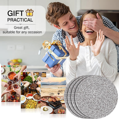 7 Inch Trivets/Potholders 4 Set Cotton Thread Weave Trivets for Pots and Pans - Large Coasters/Hot Pads to Protect Desktop & Countertop - Mix Deep Coffee