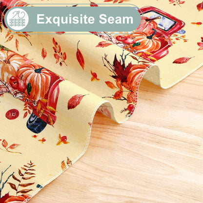Rectangle Waterproof Vinyl Table Cloth, Wipeable Tablecloth with Flannel Backing, Plastic Table Cover for Fall, Thanksgiving (Pumpkin Truck, 60" X 84")