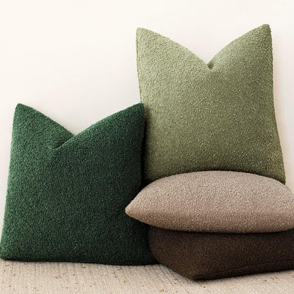 Decorative Textured Boucle Throw Pillow Covers Accent Solid Pillow Cases Neutral Soft Cozy Couch Cushion Case for Chair Sofa Bedroom Living Room Home Decor 16X16 Inch,1Pc,Pine Green