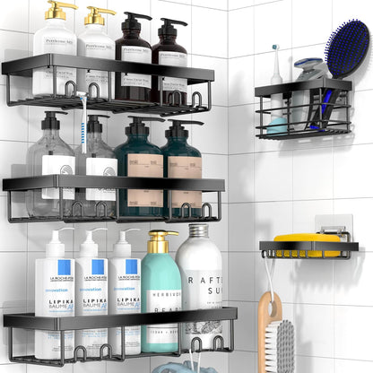Adhesive Shower Caddy Organizer Shelves Rack - 5 Pack Corner Bathroom Storage Organization, Home & Kitchen Decor inside RV Accessories, Hanging First Apartment Household Camper Essentials