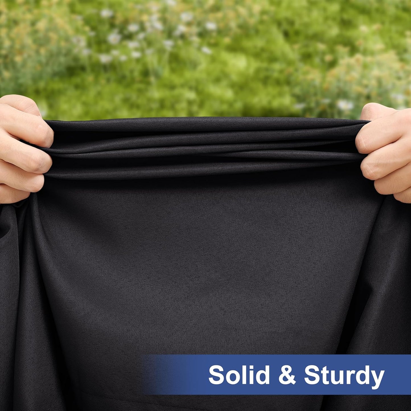 round Fabric Fitted Tablecloth, Elastic Waterproof Oil Proof Table Cloth, Washable Polyester Table Cover Fits 36"-44" round Tables for Outdoor Picnic Dinner, Black