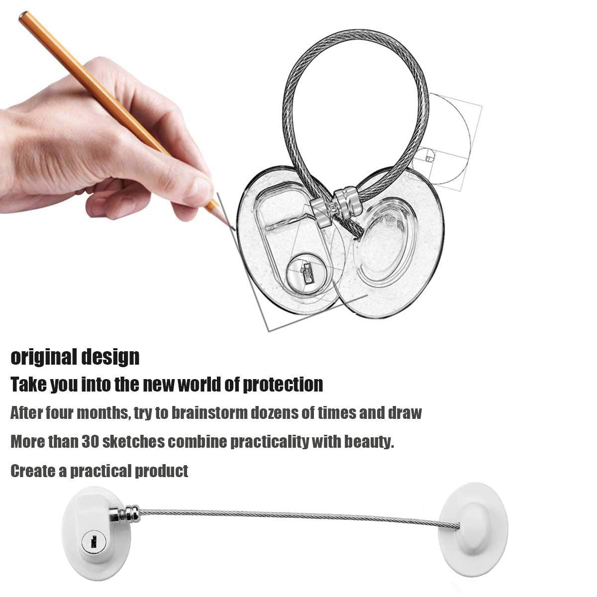 6 Pack Refrigerator Locks with 12 Keys,Child Safety Fridge,Refrigerator Lock Combination,Mini Fridge,File Drawer,Toilet Seat Lock with Strong Adhesive (White)