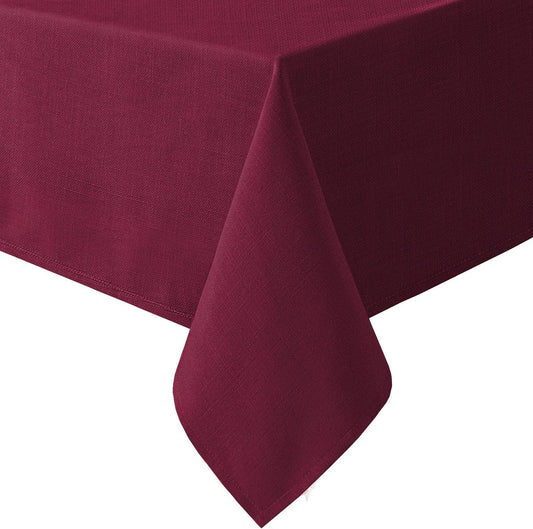 Linen Textured Table Cloths 54 X 54 Inch Premium Solid Tablecloth Spill-Proof Waterproof Table Cover for Dining Buffet Feature Extra Soft and Thick Fabric Wrinkle Free, Christmas Red