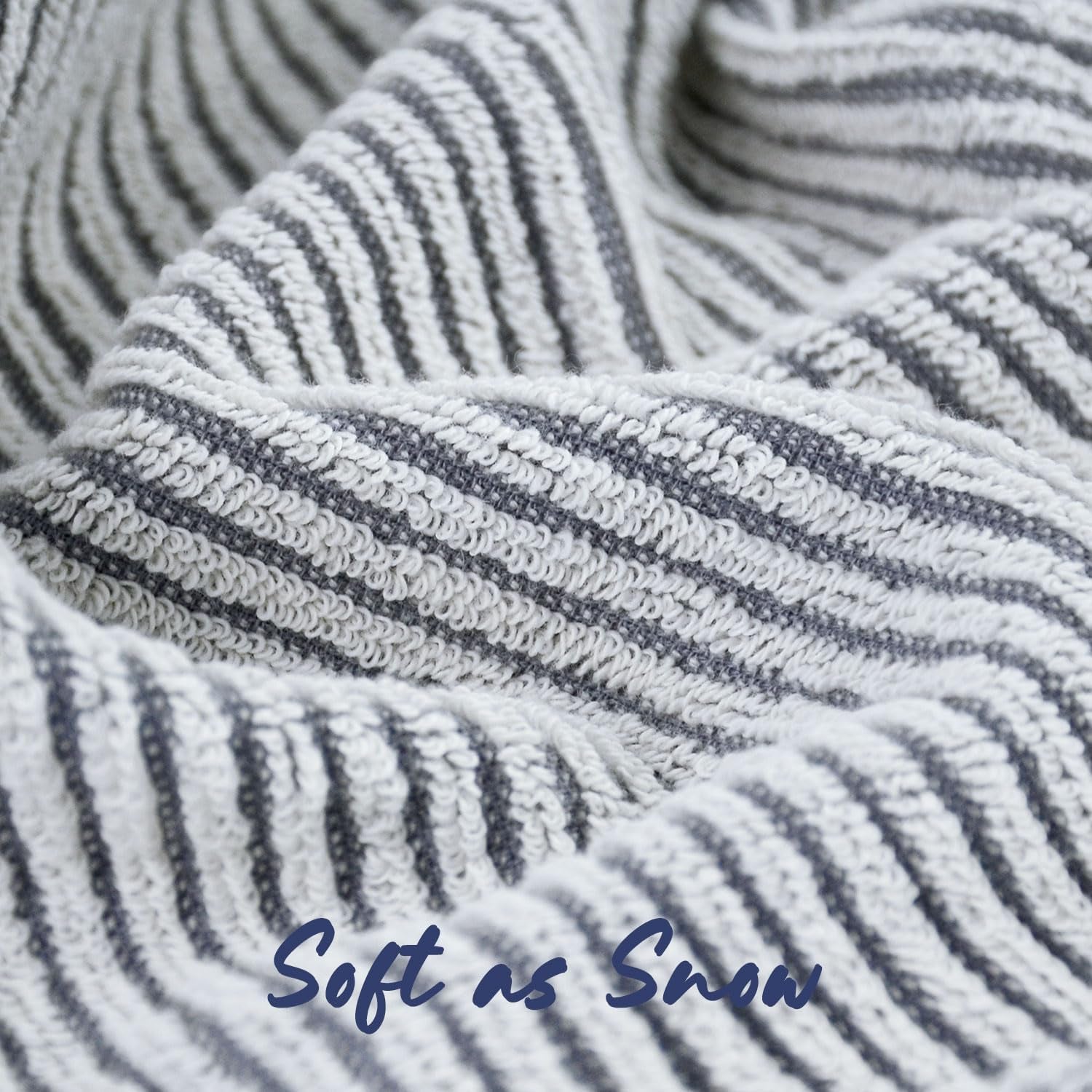 Wash Cloths for Showering, 12 Washcloths with Stylish Jacquard Weaved Design, Cotton Washcloth Set, 13 X 13 Inches, Gray