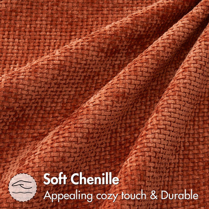 Pack of 2 Fall Burnt Orange Decorative Pillow Covers 18X18 Inch Soft Chenille Couch Throw Pillows Farmhouse Cushion Covers for Home Decor Sofa Bedroom Living Room