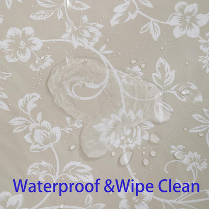 Heavy Duty Vinyl Tablecloth with Flannel Backing Waterproof Oil-Proof Plastic Table Cloth Stain-Resistant Wipeable Rectangle or Square Table Cover for Indoor and Outdoor (Beige Floral,54X54 Inch)