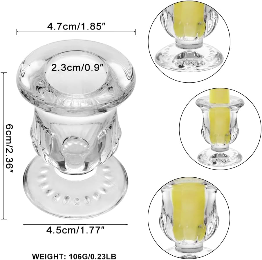 Glass Taper Candle Holder Set of 24 - Clear Crystal Candlestick Holders for Tapered Candles, Elegant Candle Stick Holder Set for Wedding Party Christmas Thanksgiving Festival (24, Transparent)