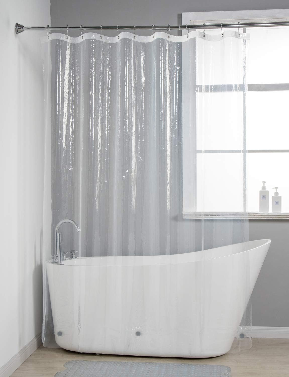 Shower Bath Sponge Shower Loofahs Balls 75G/Pcs and  72X72 Inches PEVA 3G Shower Curtain Liner