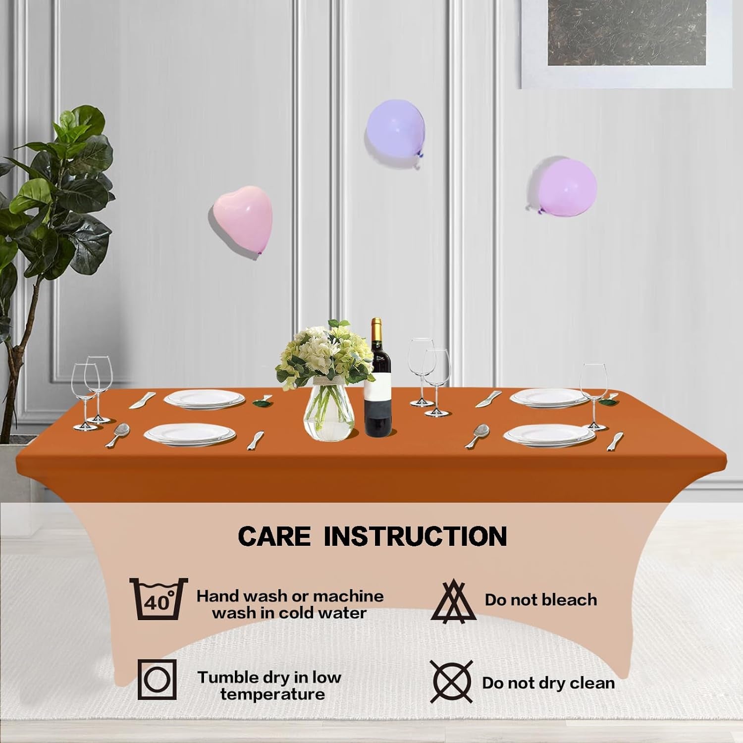 2 Pack 6FT Table Cloth for Rectangular Fitted Events Stretch Caramel Table Covers Washable Spandex Tablecloth Protector for Party, Wedding, Cocktail, Banquet, Festival