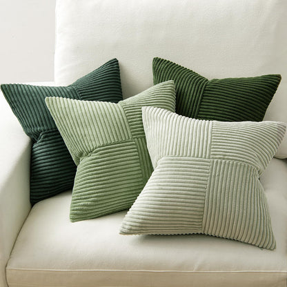 Christmas Green Decorative Throw Pillow Covers 18X18 Inch Set of 4 Boho Farmhouse Cushion Covers Mordern Nordic Pillow Cases Soft Corduroy Gradient Home Decor for Couch Sofa Living Room Bed