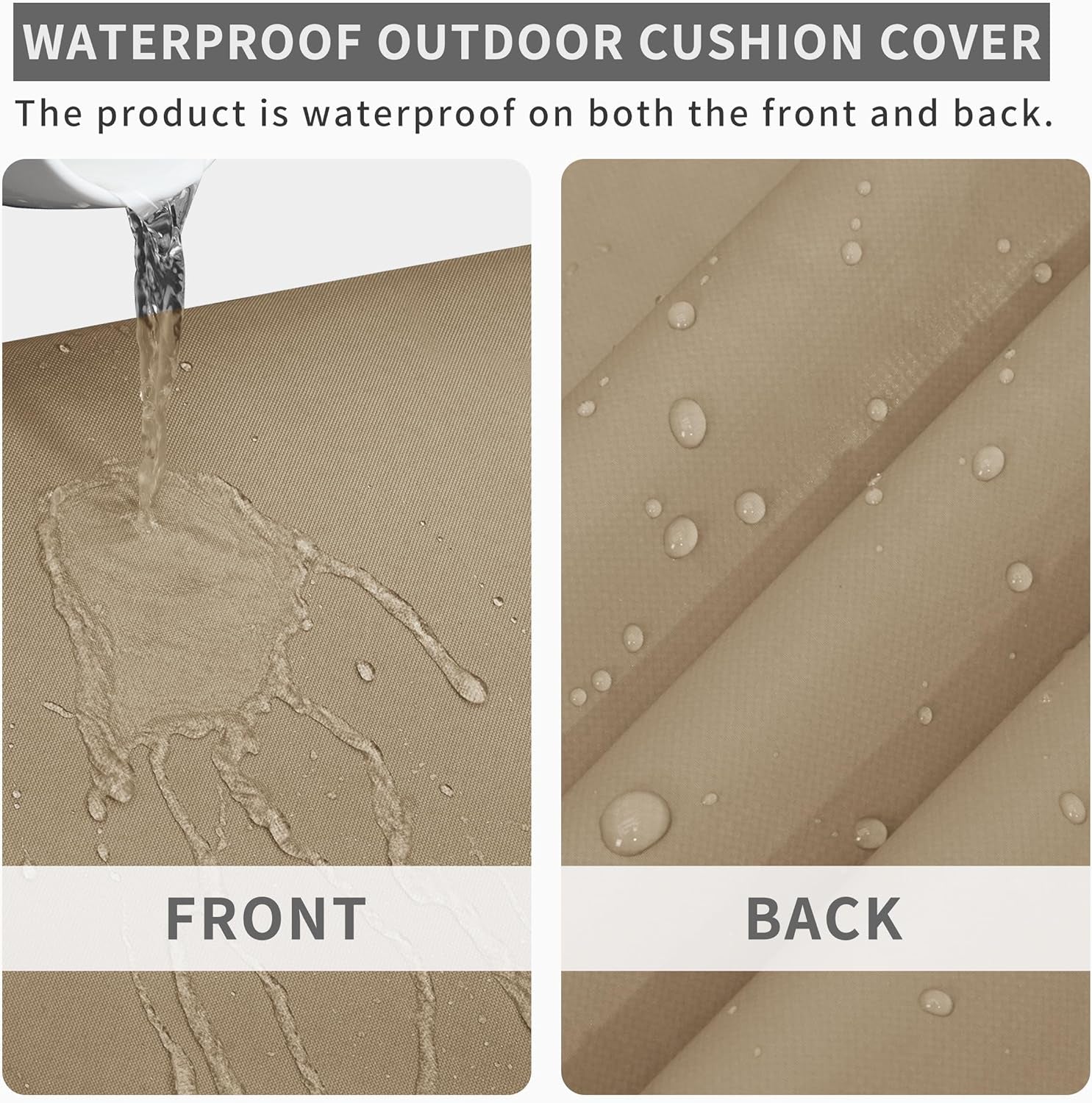 42X18X3 Inch Waterproof Outdoor Couch Bench Cushion Covers Only Replacement Non-Slip Patio Seat Cushion Slipcover with Zipper and Adjustable Straps Camel