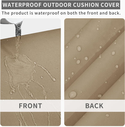 42X18X3 Inch Waterproof Outdoor Couch Bench Cushion Covers Only Replacement Non-Slip Patio Seat Cushion Slipcover with Zipper and Adjustable Straps Camel