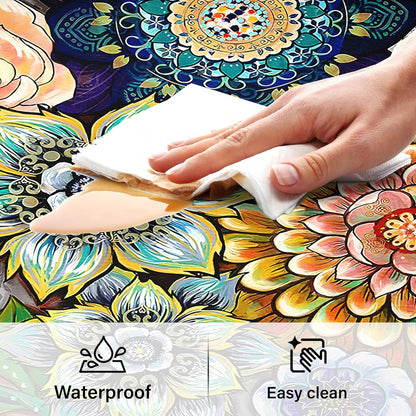 Boho Floral Kitchen Rugs Mats for Floor 2 Piece Memory Foam Padded Kitchen Mats anti Fatigue Non Slip Cushioned Comfort Standing Mat, 17.3X28+17.3X47 Inch