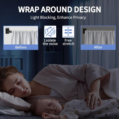 Blackout Curtain Rod for Windows 28 to 48 Inches, Wrap around Heavy Duty Rod for Darkening, Modern Decorative Curtain Treatment, Matte Black