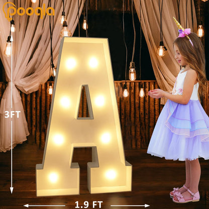 Marquee Letters, 3FT Light up Letters, Giant Marquee Letters 3 Feet Tall for Birthday Decoration, Large LED Letter Sign for Homecoming Baby Shower Wedding Party Decoration Letter A