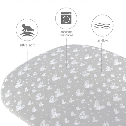 Bassinet Sheets Fit for Oval, Hourglass, Rectangle Bassinet Mattress, 2 Pack 100% Cotton Sheets for Halo, 4Moms, Maxi-Cosi, Delta, Baby Delight Bassinest, Unisex Fitted Sheet for Baby Boy Girl