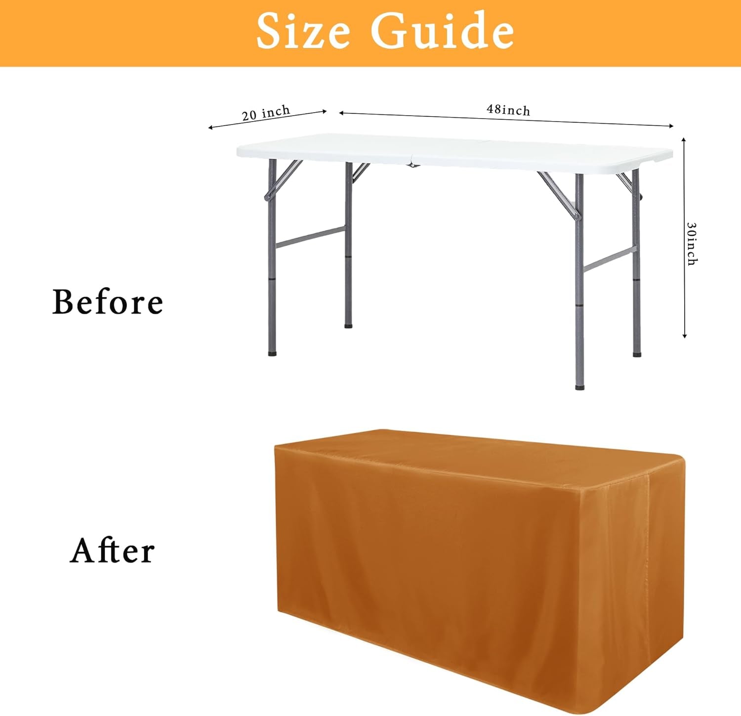 2 Pack Table Clothes for 6 FT Rectangle Tables - Water Resistant Washable Fabric Polyester Rectangle Table Cover Protector for Wedding, Banquet and Trade Shows, 72L X 30W Inches, Bronze