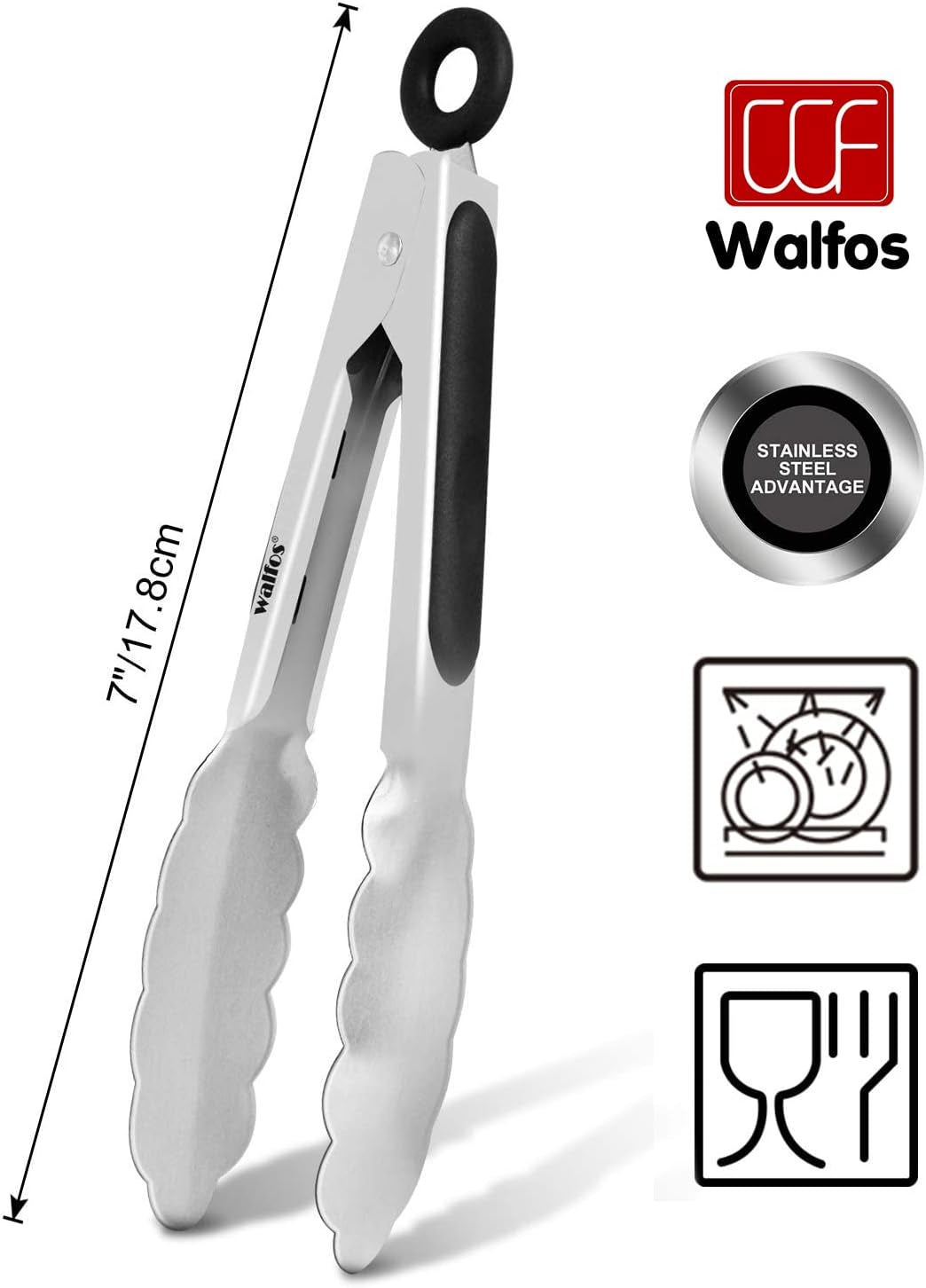 7 Inch Small Kitchen Tongs for Cooking, Mini Silicone Serving Tongs, Great for Cooking, Salad, Grilling, Pasta, Steaks, Vegetables